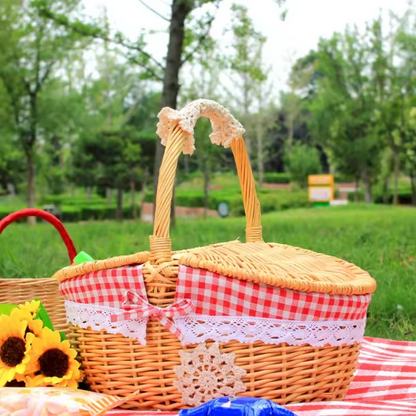 Wicker Picnic Basket – Handwoven Classic Outdoor Basket with Lid & Handles