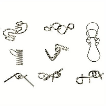 Metal Wire Brain Teaser Puzzle Set - IQ Test Mind Puzzles for Adults & Kids