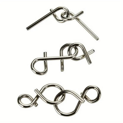 Metal Wire Brain Teaser Puzzle Set - IQ Test Mind Puzzles for Adults & Kids