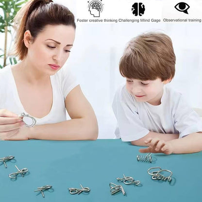 Metal Wire Brain Teaser Puzzle Set - IQ Test Mind Puzzles for Adults & Kids