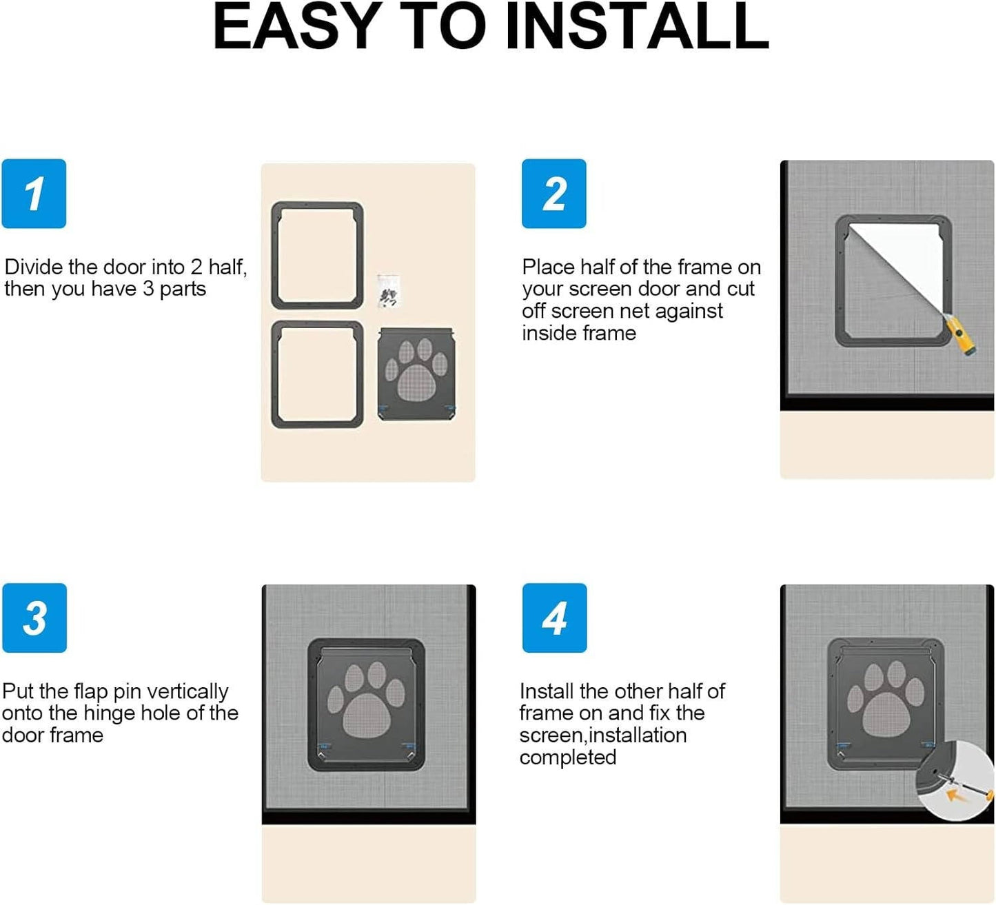 Pet Screen Door for Dogs & Cats – Magnetic Mesh Flap, Self-Closing