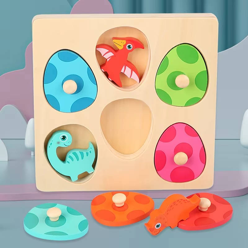 Wooden Dinosaur Jigsaw Puzzle for Kids - Educational Toddler Learning Toy