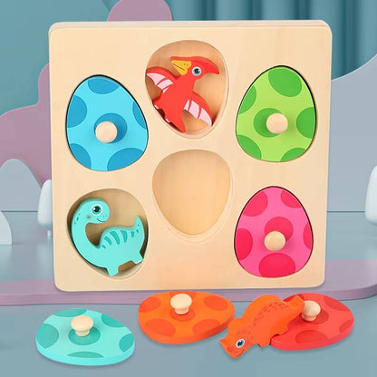 Wooden Dinosaur Jigsaw Puzzle for Kids - Educational Toddler Learning Toy