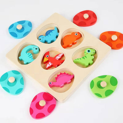 Wooden Dinosaur Jigsaw Puzzle for Kids - Educational Toddler Learning Toy