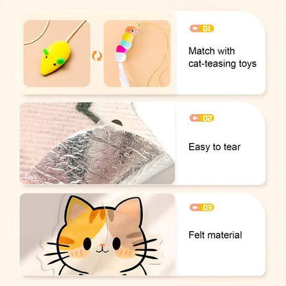 Wall Mounted Cat Scratching Post - Self-Adhesive Felt Scratcher for Furniture Protection, No-Drill Vertical Scratch Pad for Apartments & Renters