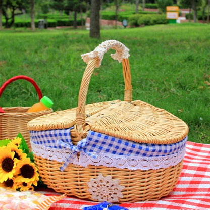 Wicker Picnic Basket – Handwoven Classic Outdoor Basket with Lid & Handles