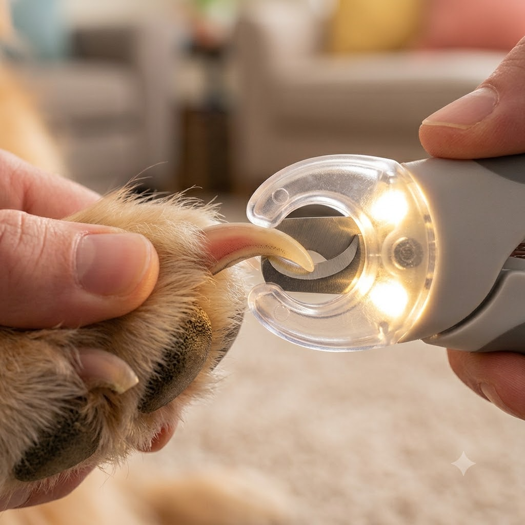 Dog Nail Clipper with Quick Sensor - LED Light, Stainless Steel Blades, Safe Trim for Dark Nails