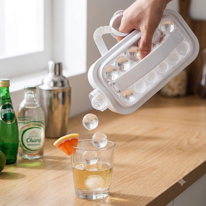 Ice Ball Maker Kettle - Round Ice Sphere Mold for Whiskey, Cocktails & Iced Coffee, Portable Squeeze Kettle, No Trays Needed