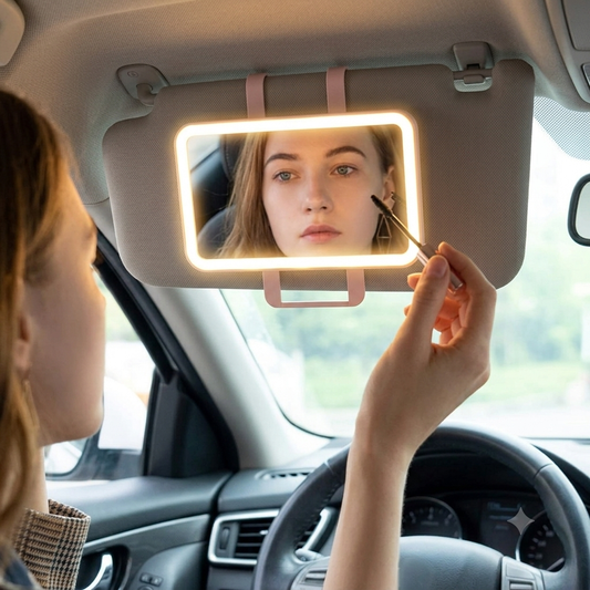 LED Car Vanity Mirror Clip - Sun Visor Lighted Makeup Mirror