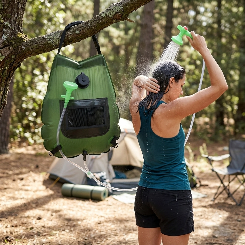 Portable Solar Camping Shower Bag - Outdoor Heated Water Bag for Hiking