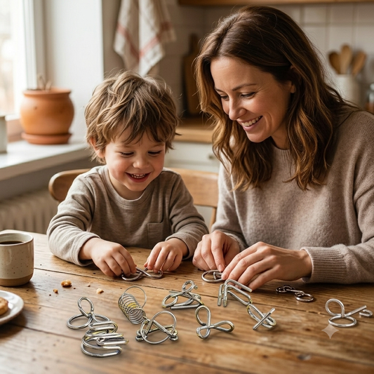 Metal Wire Brain Teaser Puzzle Set - IQ Test Mind Puzzles for Adults & Kids