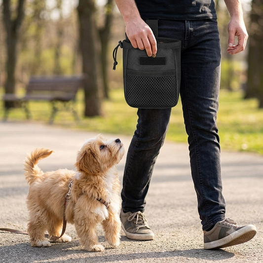 Dog Treat Pouch with Belt Clip - Training Bag with Mesh Pockets for Treats, Poop Bags & Keys