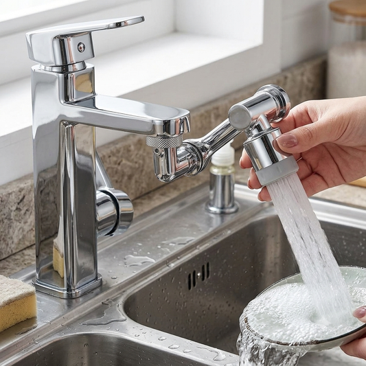 180° Rotating Faucet Aerator - Sink Sprayer Attachment with Dual Spray Mode, Anti-Rust Copper Body & 4-Layer Filter for Kitchen & Bathroom Faucets