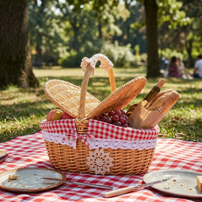 Wicker Picnic Basket – Handwoven Classic Outdoor Basket with Lid & Handles