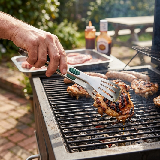 Stainless Steel Kitchen Tongs - Heat Resistant Cooking, Grilling & Serving Tongs for BBQ and Salad