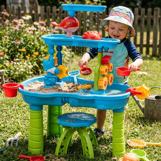 3-in-1 Outdoor Sand & Water Table for Kids - Toddler Activity Play Station