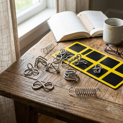 Metal Wire Brain Teaser Puzzle Set - IQ Test Mind Puzzles for Adults & Kids