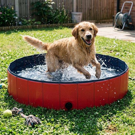 Foldable Dog Pool for Summer Play - Portable No-Pump Splash Pool & Pet Bath Tub, Durable Fabric Kiddie Pool for Dogs, Multiple Sizes