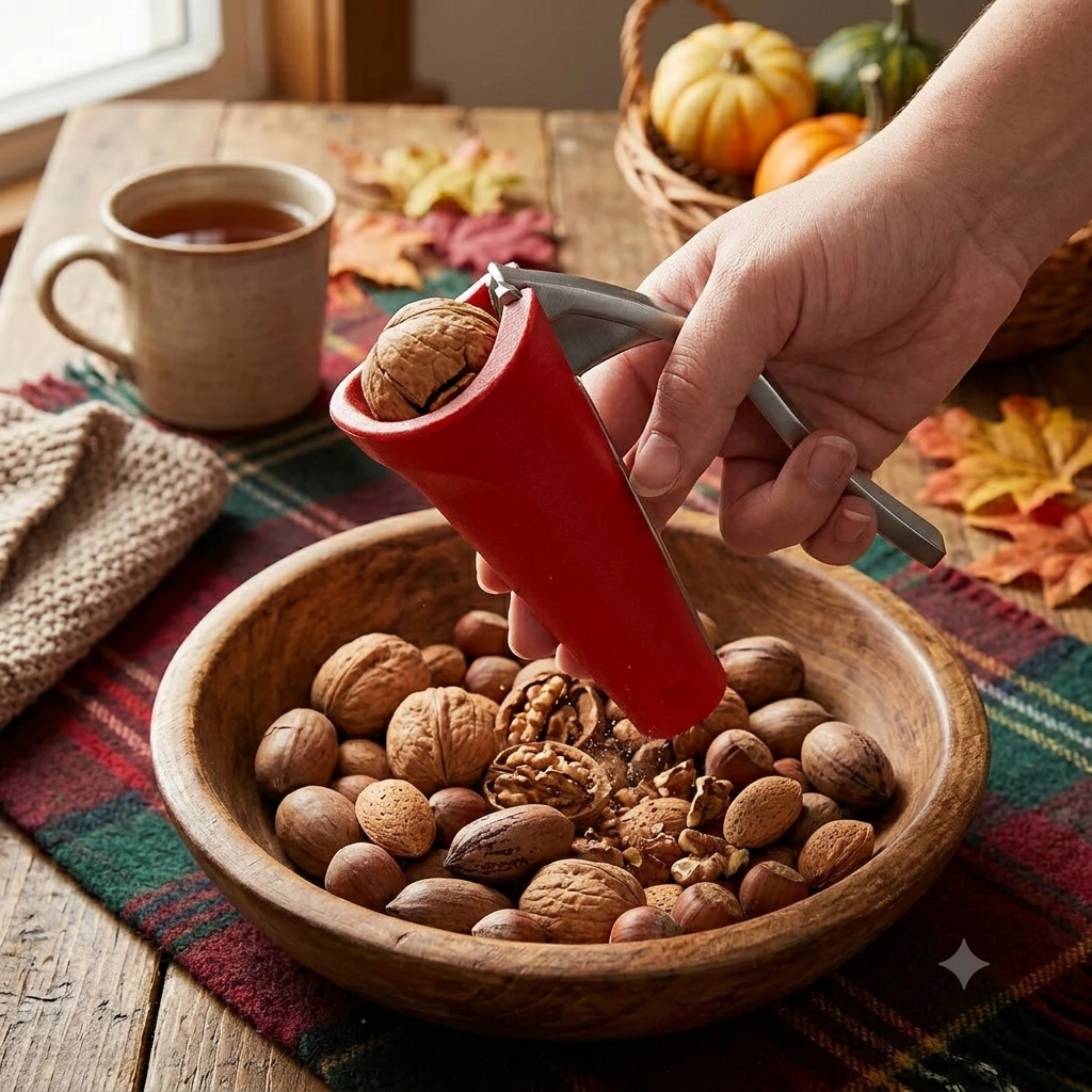 Nutcracker Tool for Walnuts, Pecans & Hazelnuts - Heavy Duty Metal Nut Cracker with High-Leverage Grip, Kitchen Gadget for Nut Bowls