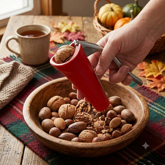 Nutcracker Tool for Walnuts, Pecans & Hazelnuts - Heavy Duty Metal Nut Cracker with High-Leverage Grip, Kitchen Gadget for Nut Bowls