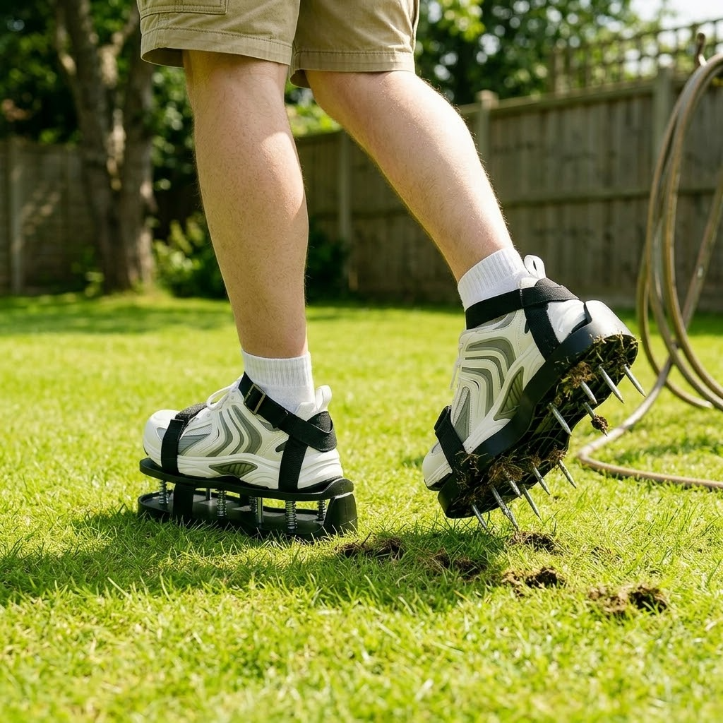 Spike Aerator Shoes for Lawn Care - Adjustable Strap Lawn Aerating Sandals
