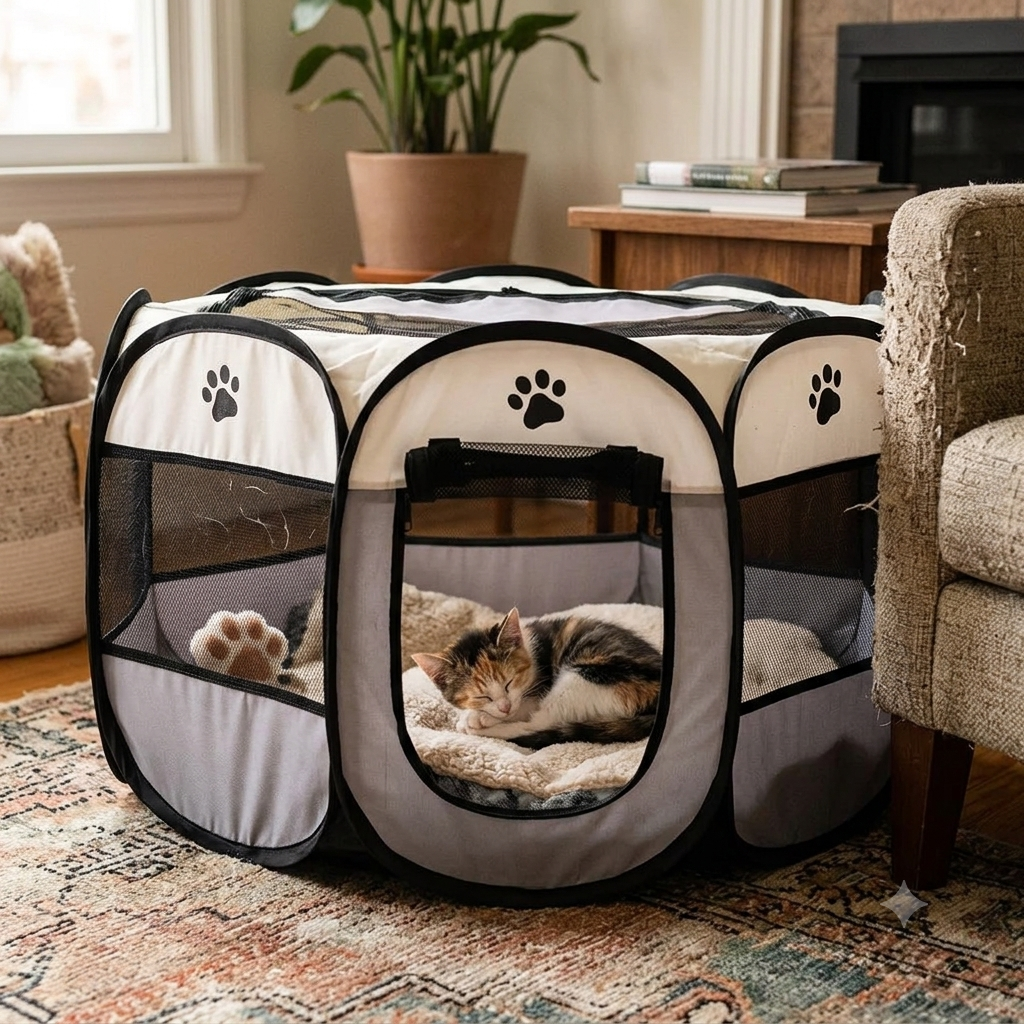 Cat & Small Dog Tent – Breathable Indoor Outdoor Mesh Pop-Up Pet Tent