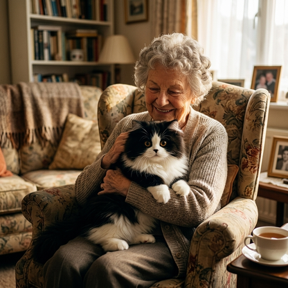 Lifelike Black and White Plush Cat Companion - Realistic Stuffed Animal Cat Toy, No Batteries, for Seniors & Pet Lovers