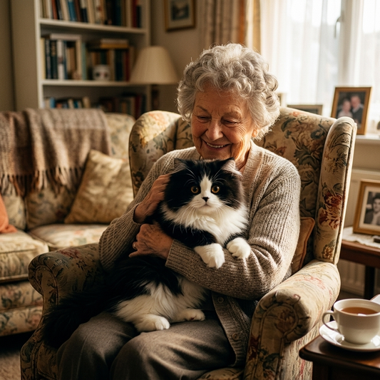 Lifelike Black and White Plush Cat Companion - Realistic Stuffed Animal Cat Toy, No Batteries, for Seniors & Pet Lovers