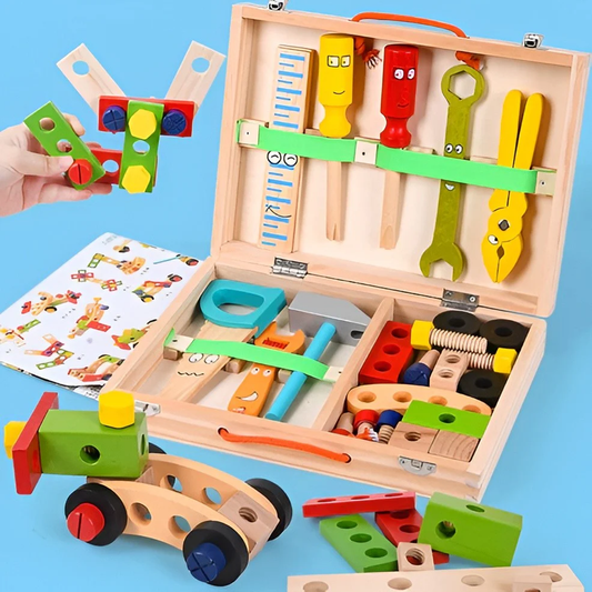 Kids Toolbox Building Set - 35-Piece STEM Construction Toy with Carry Case, Pretend Play Tool Set for Ages 3-5