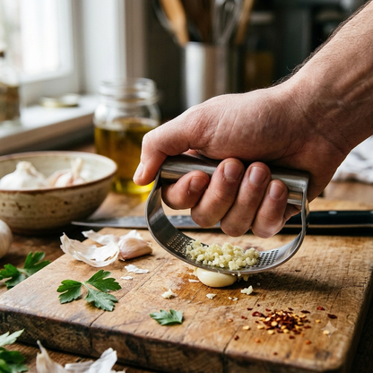 Stainless Steel Garlic Press Rocker with Built-In Bottle Opener