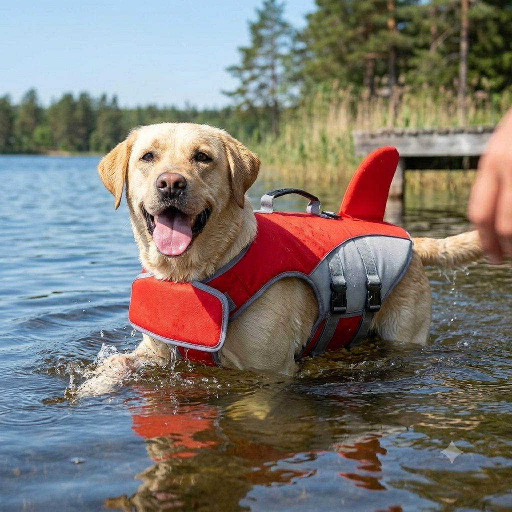 Dog Life Jacket & Float Vest - Buoyancy Swim Vest for Pool, Lake & Beach, Adjustable High-Visibility Safety Vest for Dogs
