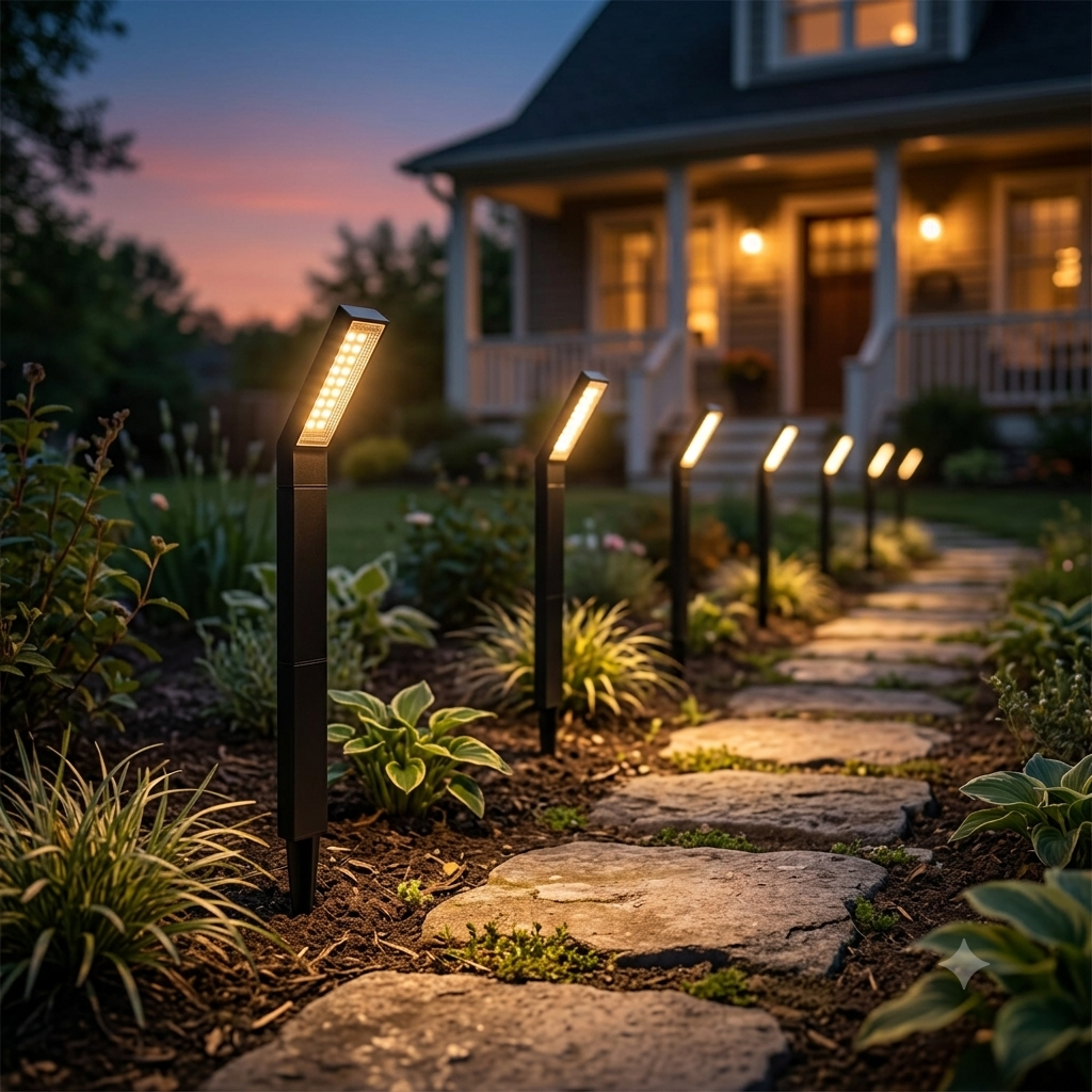 Solar Pathway Lights for Garden Walkways - Outdoor Stake Lights, Auto Dusk-to-Dawn, No Wiring Needed