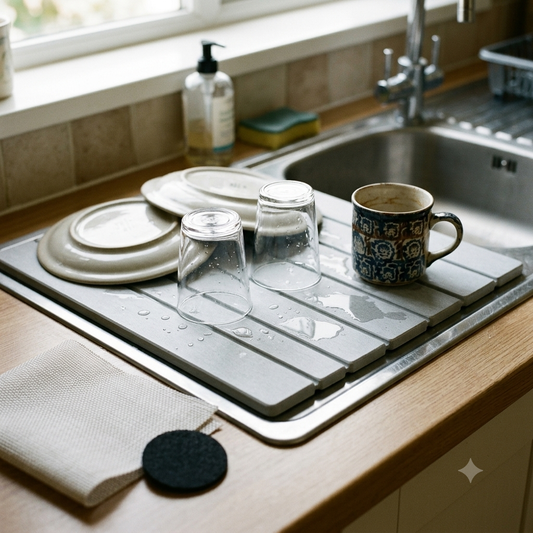 Foldable Diatomite Stone Dish Drying Mat - Quick-Dry Kitchen Counter Mat