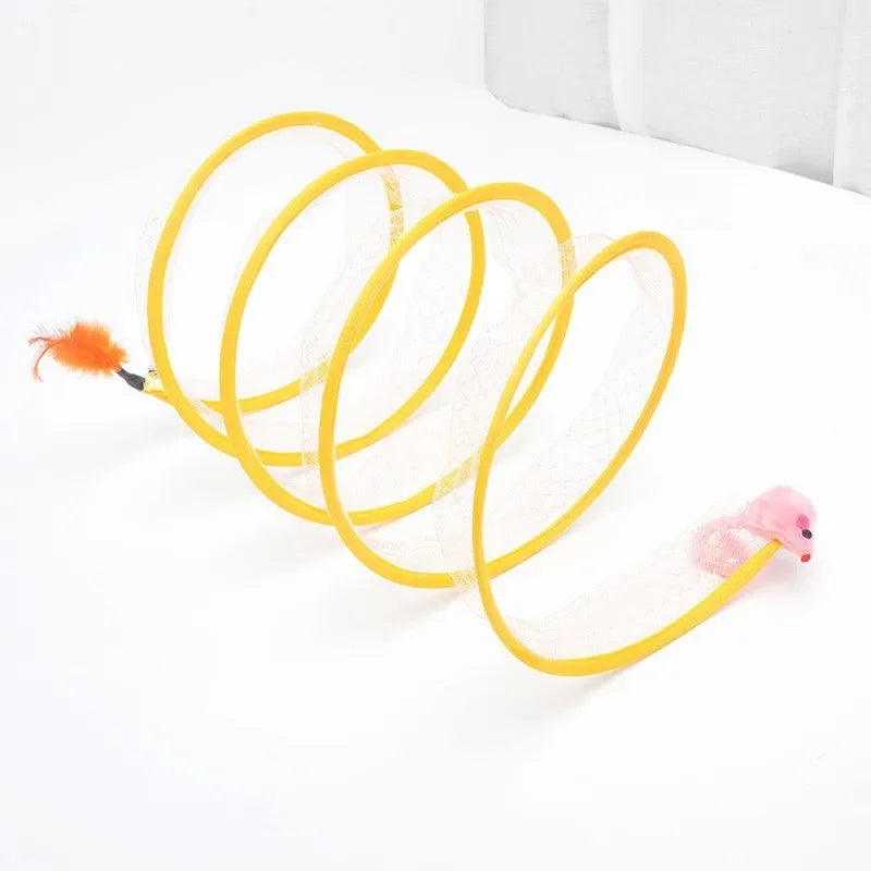 Collapsible S-Type Interactive Cat Tunnel with Crinkle Sound & Hanging Ball
