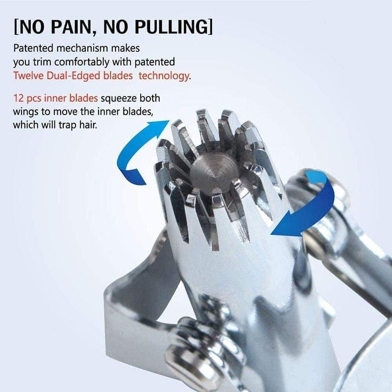 Stainless Steel Manual Nose & Ear Hair Trimmer for Men - Battery-Free Hand Crank Rotary Trimmer, Rust-Resistant