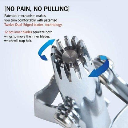Stainless Steel Manual Nose & Ear Hair Trimmer for Men - Battery-Free Hand Crank Rotary Trimmer, Rust-Resistant