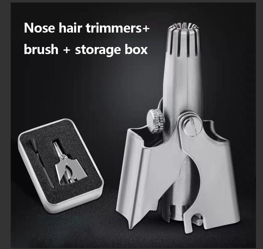 Stainless Steel Manual Nose & Ear Hair Trimmer for Men - Battery-Free Hand Crank Rotary Trimmer, Rust-Resistant