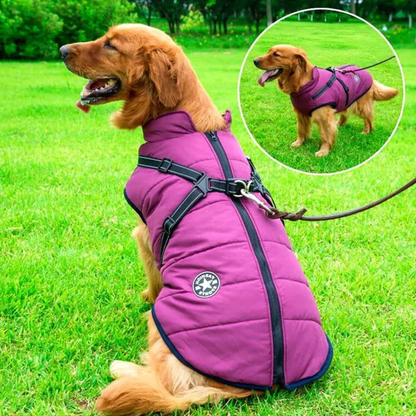 Waterproof Winter Dog Jacket with Built-In Harness - Sherpa Fleece Lined Cold Weather Coat for Dogs