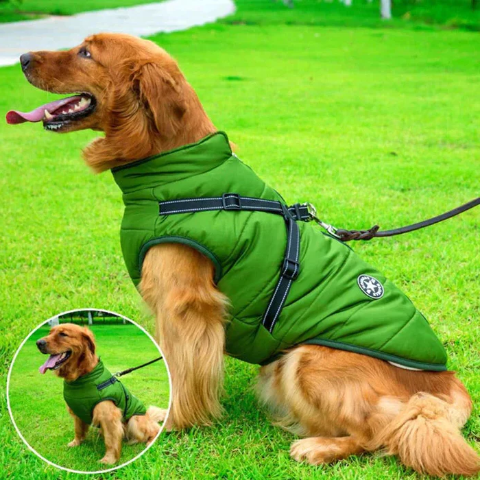 Waterproof Winter Dog Jacket with Built-In Harness - Sherpa Fleece Lined Cold Weather Coat for Dogs