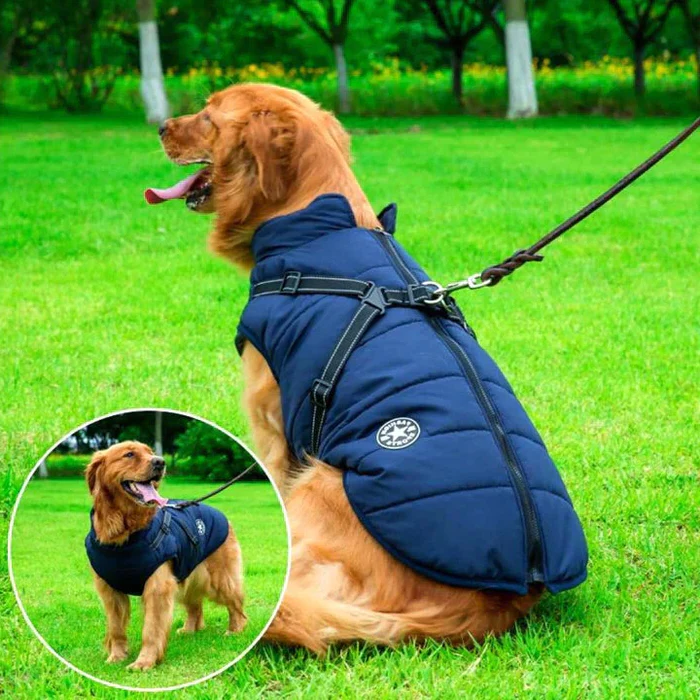 Waterproof Winter Dog Jacket with Built-In Harness - Sherpa Fleece Lined Cold Weather Coat for Dogs