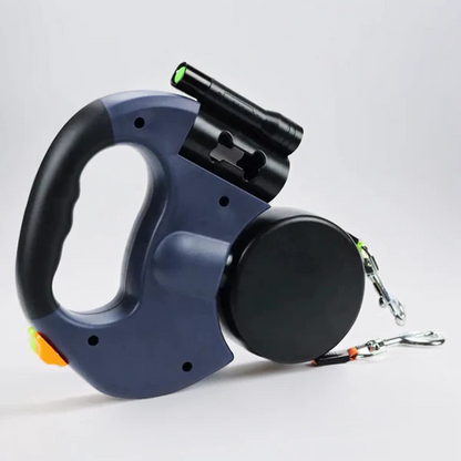 Dual Retractable Dog Leash with Flashlight - No-Tangle 2-Dog Leash with Waste Bag Holder & Reflective Stitching