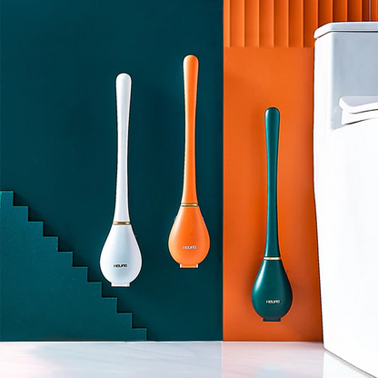 Soft Silicone Toilet Brush with Holder - Flexible Bristle-Free Cleaner