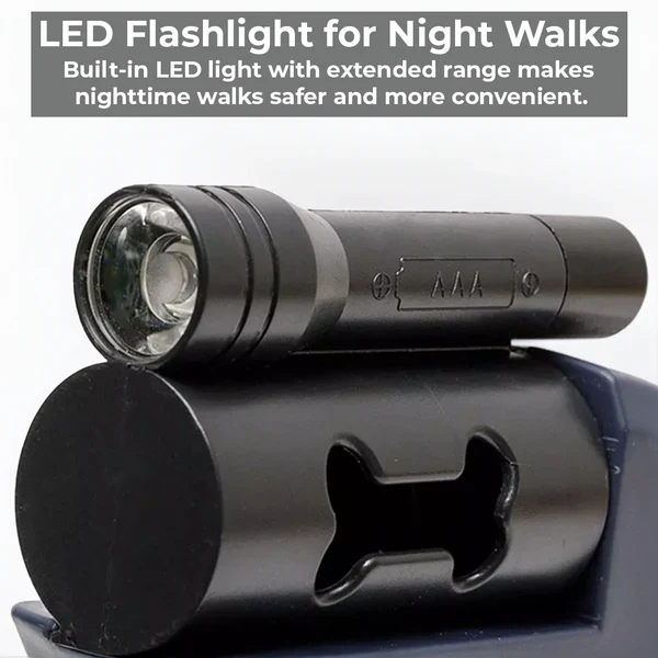 Dual Retractable Dog Leash with Flashlight - No-Tangle 2-Dog Leash with Waste Bag Holder & Reflective Stitching