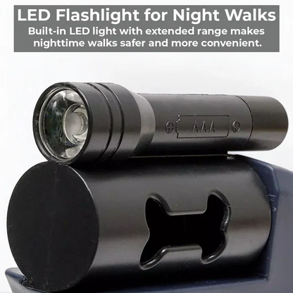 Dual Retractable Dog Leash with Flashlight - No-Tangle 2-Dog Leash with Waste Bag Holder & Reflective Stitching